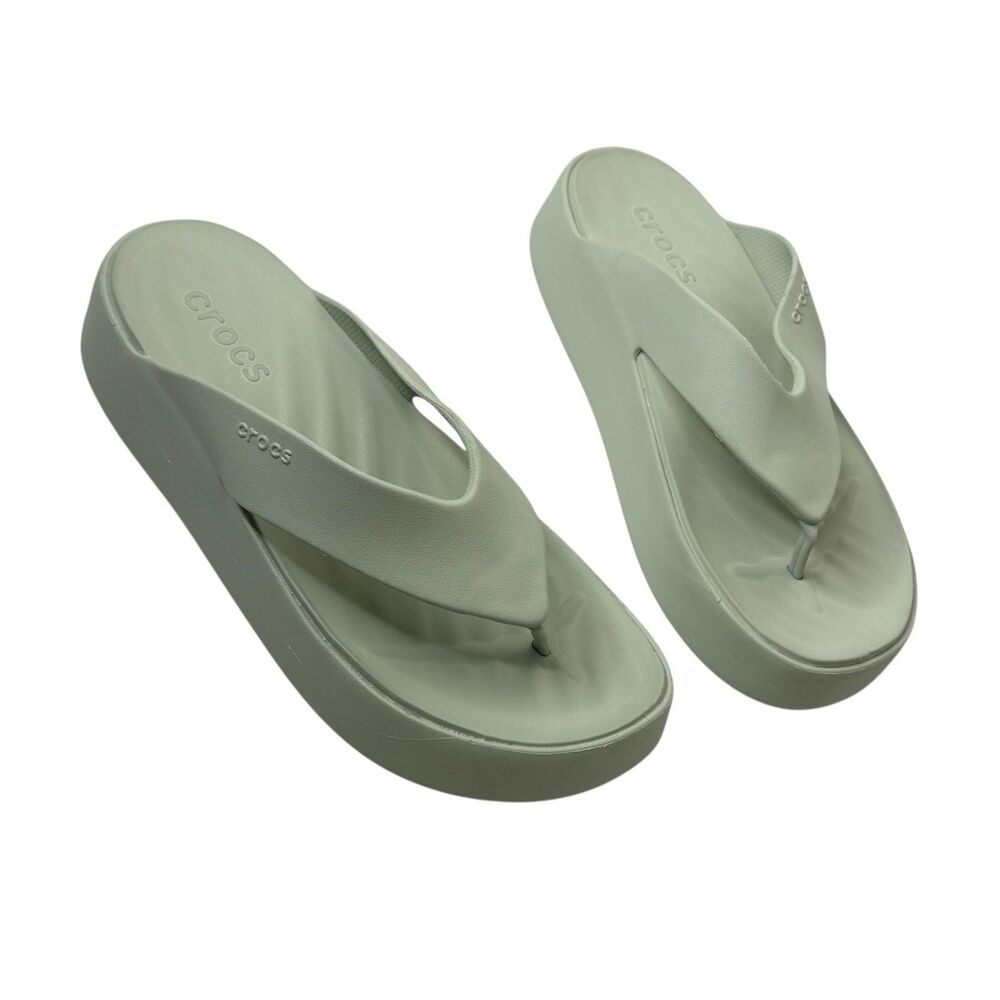 CROCS Women’s Sage Green Platform Flip Sandals